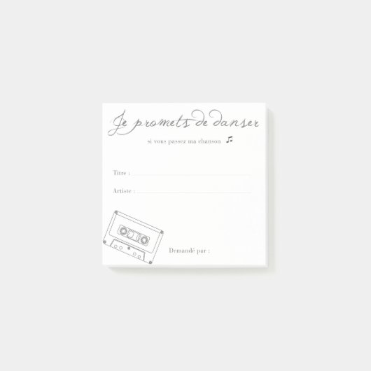 Demande Musique "Je te promets de danser" ポストイット (正面)