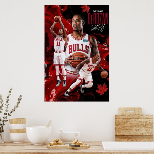 DeMar DeRozan Chicago Bulls Dynamic Poster Art ポスター (キッチン)