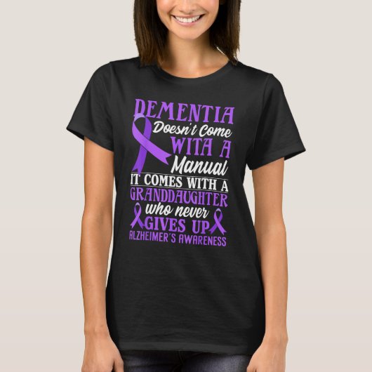 Dementia Alzheimers Awareness Purple Ribbon Grandd Tシャツ (正面)