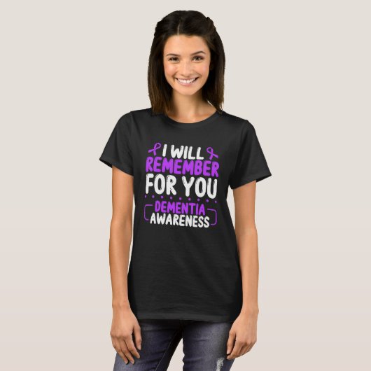 Dementia Awareness I will remember for you Ribbon Tシャツ (正面フル)