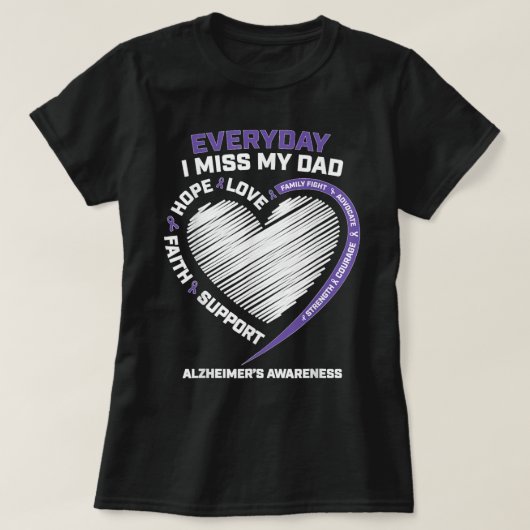 Dementia Products Purple In Memory Dad Alzheimers  Tシャツ (デザイン正面)