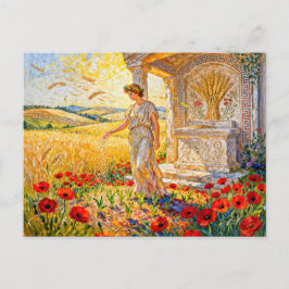 Demeter Sowing Grain by Field Altar Among Poppies  ポストカード