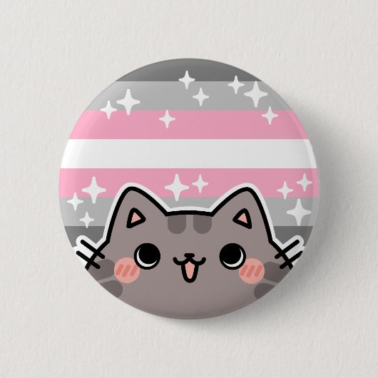 Demigirl LGBTプライド国旗の猫ボタン 缶バッジ (正面)