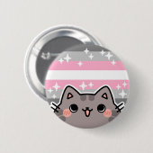 Demigirl LGBTプライド国旗の猫ボタン 缶バッジ (正面&裏面)