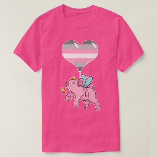 Demigirl Pig Fairy Nonbinary Gender Tシャツ (デザイン正面)