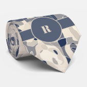 Demin BlueとTaupe抽象芸術(モノグラム付) ネクタイ (ロール)