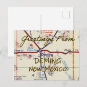 Deming NM Vintage Map ポストカード (正面/裏面)