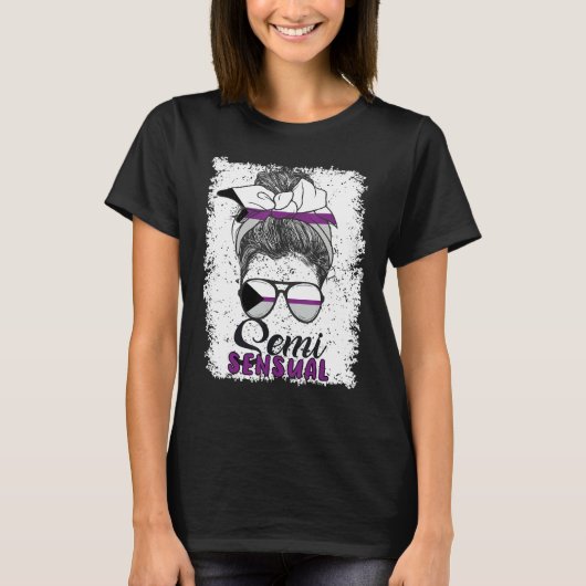 Demisexual Joke Messy Bun Lady Demisexual Flag Tシャツ (正面)