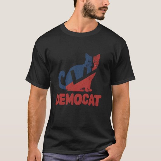 Democat Cat おもしろい Lades Kamala Harris主宰 Tシャツ (正面)
