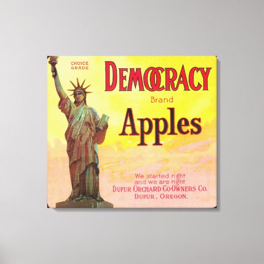 Democracy Apple Crate LabelDufur、または キャンバスプリント (正面)