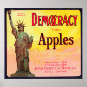 Democracy Apple Crate LabelDufur、または ポスター (正面)