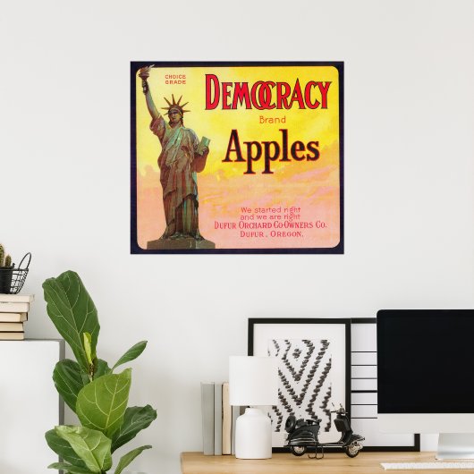 Democracy Apple Crate LabelDufur、または ポスター (ホームオフィス)