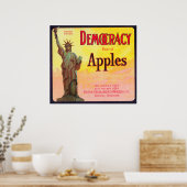 Democracy Apple Crate LabelDufur、または ポスター (キッチン)
