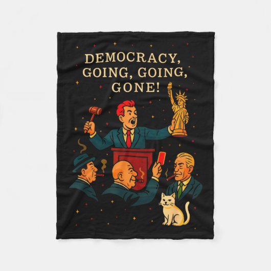 Democracy Auction Gone Funny Litical Satire Gift  フリースブランケット (正面)
