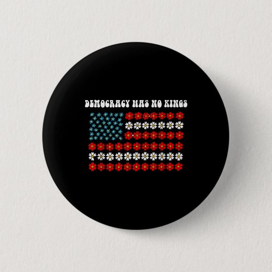 Democracy Has No Kings America Flag Design  缶バッジ (正面)