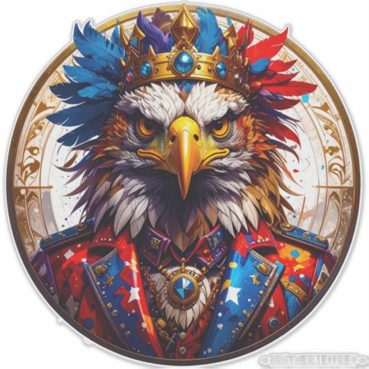 Democracy Is King 002 Custom-Cut Vinyl Sticker シール (正面)