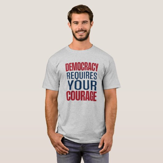 Democracy Requires Courage | Red Blue | Tシャツ (正面フル)