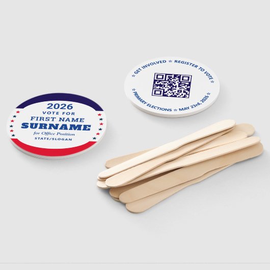 Democratic Party Campaign Personalized QR & Date ハンドファン (組立なし)