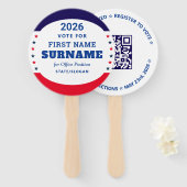 Democratic Party Campaign Personalized QR & Date ハンドファン (正面&裏面)