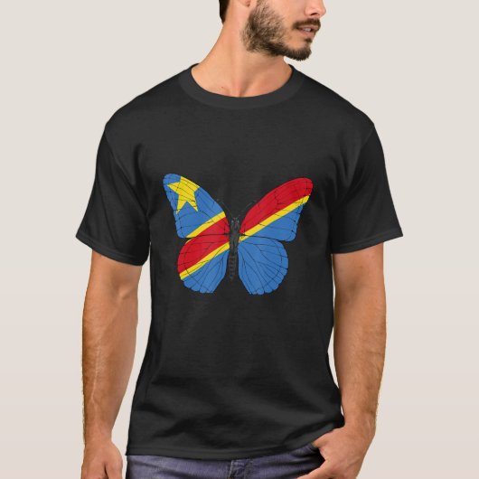 Democratic Republic Of The Congo Flag Butterfly Co Tシャツ (正面)