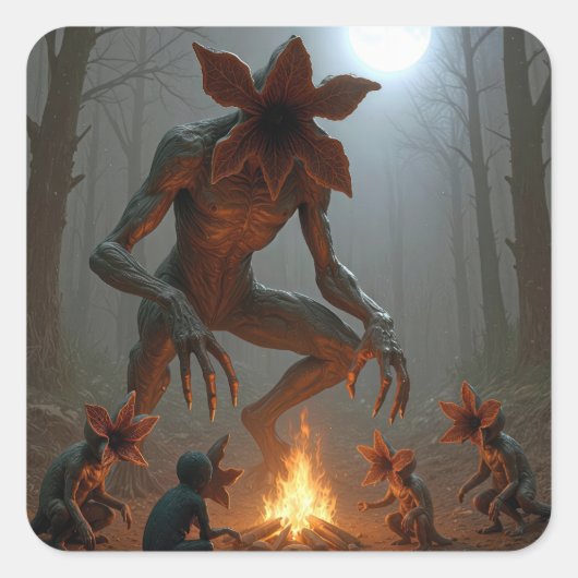 Demogorgon Creatures Around a Campfire スクエアシール (正面)