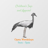 Demoiselle crane鳥の漫画イラストレーション ウィンドウサイン (シート)