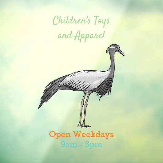 Demoiselle crane鳥の漫画イラストレーション ウィンドウサイン (シート3)