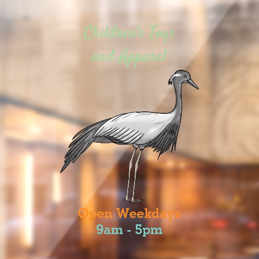 Demoiselle crane鳥の漫画イラストレーション ウィンドウサイン (シート2)