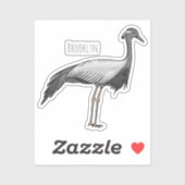 Demoiselle crane鳥の漫画イラストレーション シール (シート)