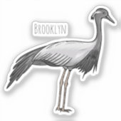 Demoiselle crane鳥の漫画イラストレーション シール (正面)