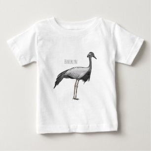Demoiselle crane鳥の漫画イラストレーション ベビーTシャツ