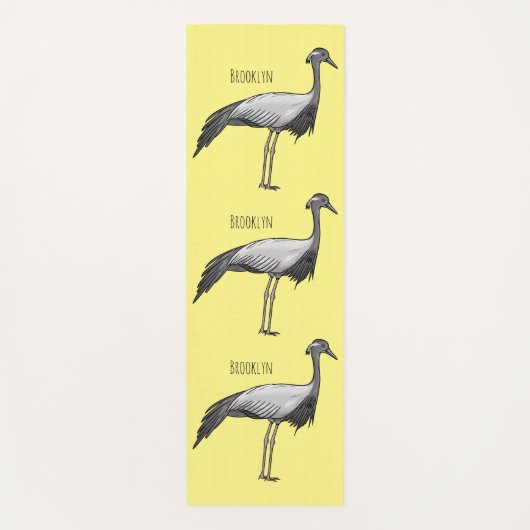 Demoiselle crane鳥の漫画イラストレーション ヨガマット (正面)