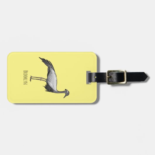 Demoiselle crane鳥の漫画イラストレーション ラゲッジタグ (正面横)