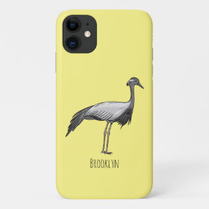Demoiselle crane鳥の漫画イラストレーション iPhone 11 ケース