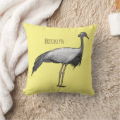 Demoiselle crane bird cartoon illustration  クッション (ブランケット)