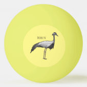 Demoiselle crane bird cartoon illustration 卓球ボール (裏面)