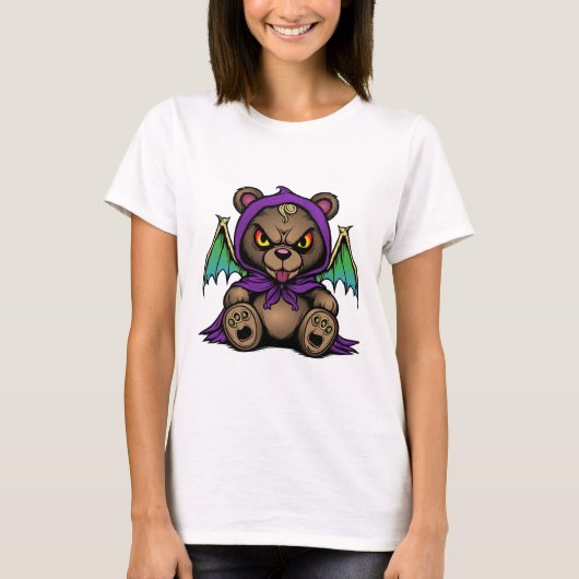 Demon Bear – Cute but Cursed" Tシャツ (正面)