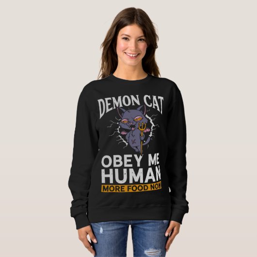 Demon Cat  Satanic Witchcraft Baphomet Gothic Occu スウェットシャツ (正面フル)