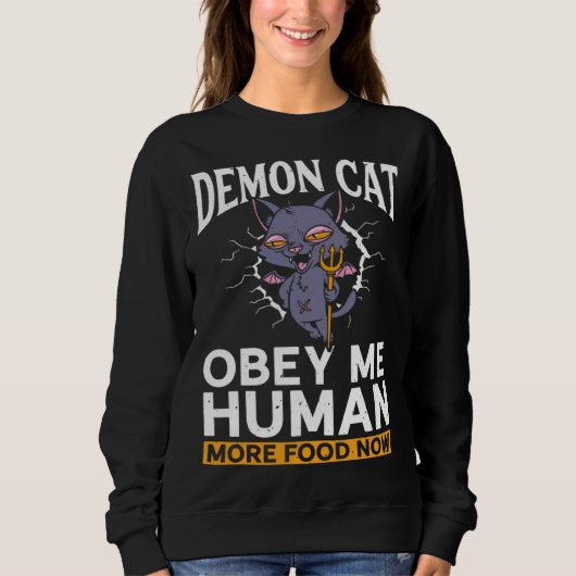 Demon Cat  Satanic Witchcraft Baphomet Gothic Occu スウェットシャツ (正面)
