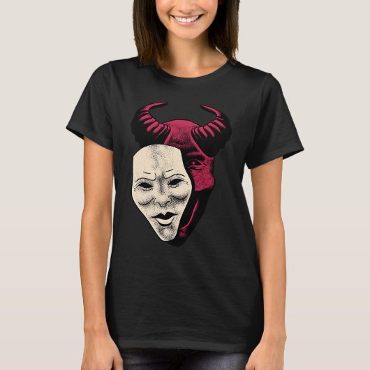 Demon Devil Mask Vaporwave Demon Tシャツ (正面)
