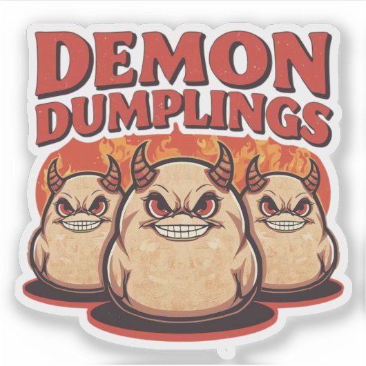 Demon Dumplings Funny Halloween Food Pun シール (正面)