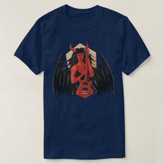 Demon Hell Lucifer Devil Evil Underworld Guitar Mu Tシャツ (デザイン正面)