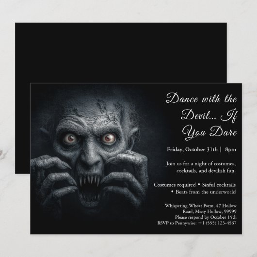 Demon Night Halloween Costume Party Invitation 招待状 (正面/裏面)