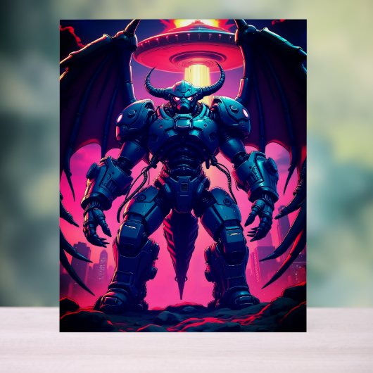 Demon Roboter mit Flügel bei einem UFO アクリルサイン (ニュートラル)