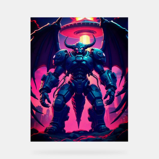 Demon Roboter mit Flügel bei einem UFO アクリルサイン (正面)