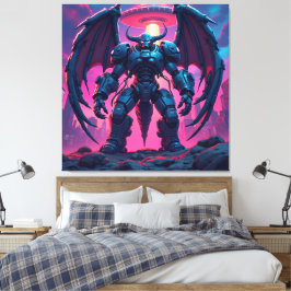Demon Roboter mit Flügel bei einem UFO キャンバスプリント