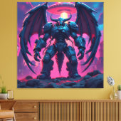 Demon Roboter mit Flügel bei einem UFO キャンバスプリント (インサイチュ (リビング))