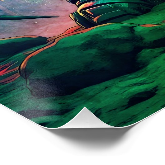 Demon Roboter mit Flügel bei einem UFO ポスター (コーナー)