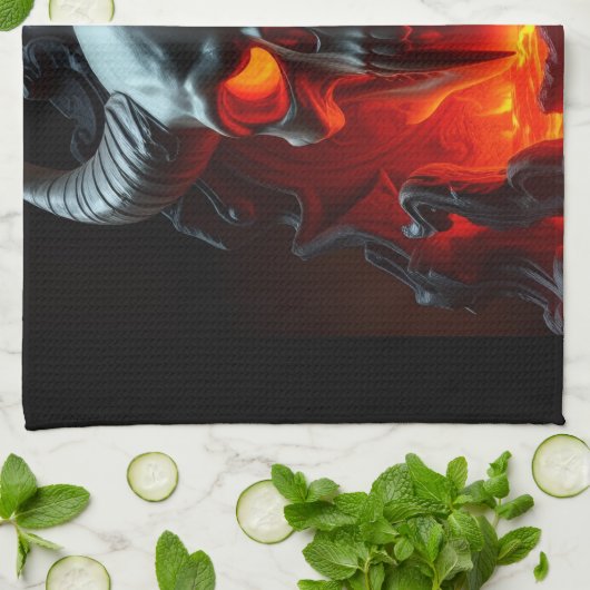 Demon Skull Throne Halloween Kitchen Towel キッチンタオル (折り畳み)