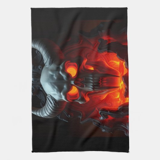 Demon Skull Throne Halloween Kitchen Towel キッチンタオル (縦)